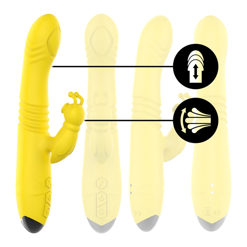 Vibromasseur silicone jaune rechargeable étanche, autre vue 4