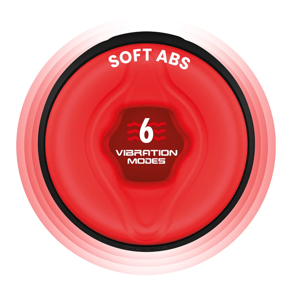 Masturbateur automatique Swing-R avec manchon rouge dégradé vers noir, ouverture frontale visible et effet thermique illustré par dégradé de couleurs chaudes