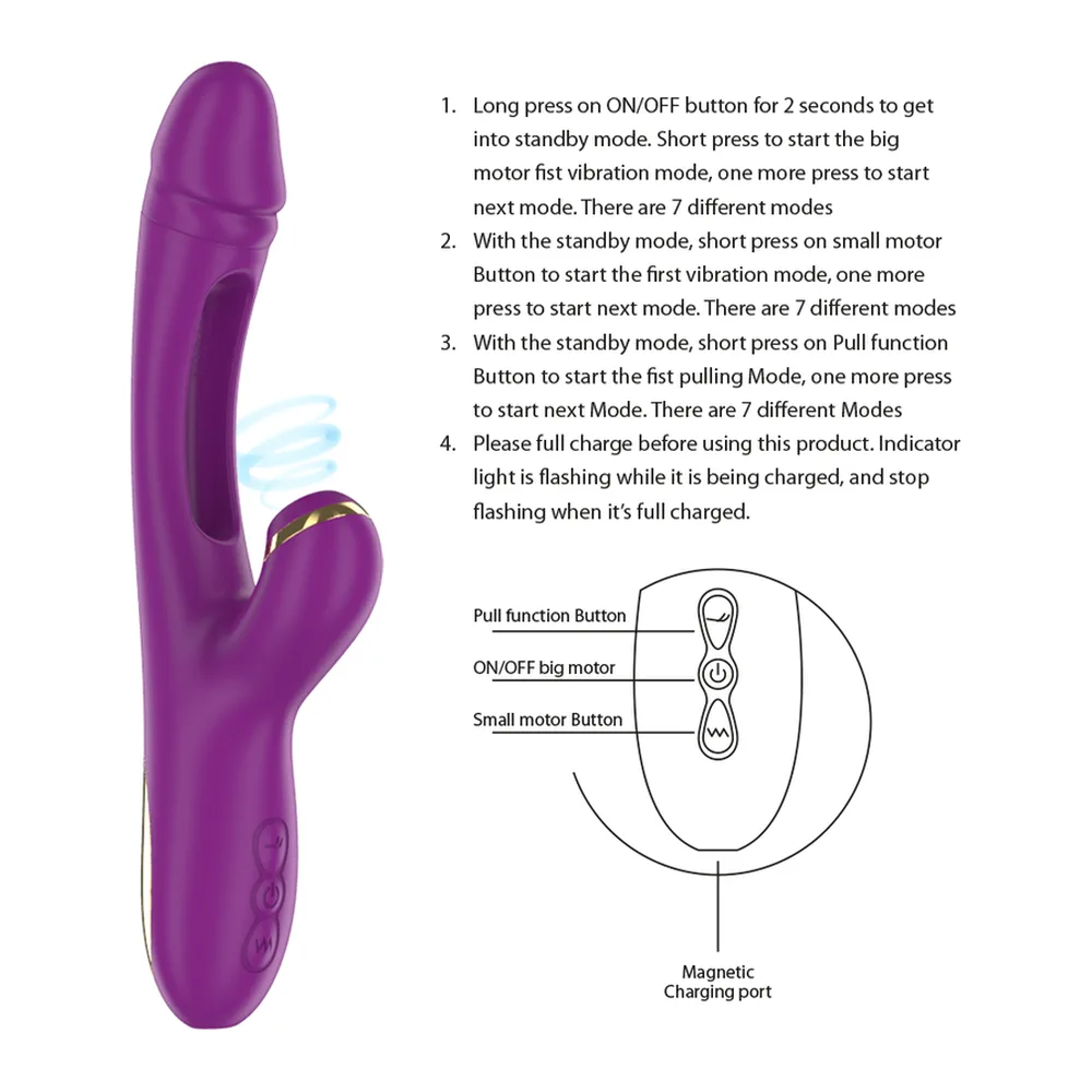Vibrateur silicone violet multifonction rechargeable, autre vue 4
