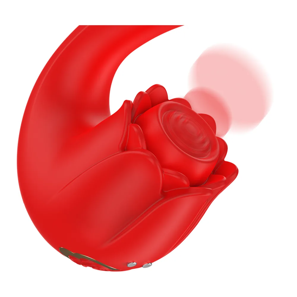 Stimulateur vibrant silicone rouge, deux moteurs distincts, autre vue 5
