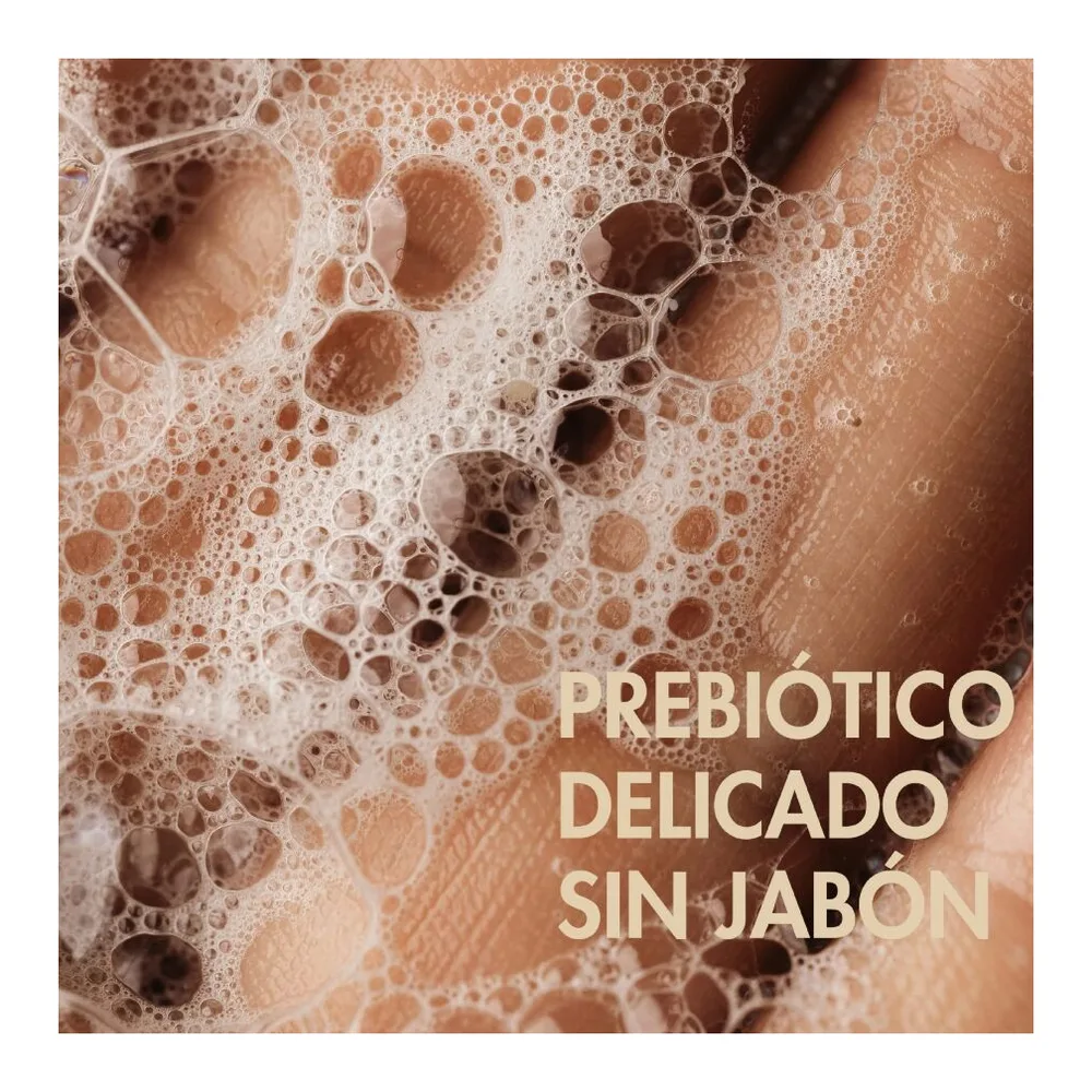 Flacon de mousse intime beige clair 150 ml avec pompe blanche, étiquette « SEX au naturel » et mention « prebiotic intimate wash gentle foam »