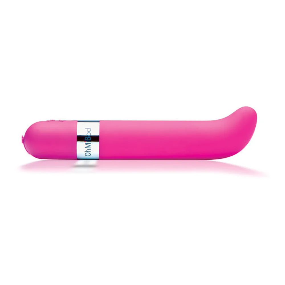 Vibromasseur Freestyle:G rose fuchsia avec bande métallique chromée, accompagné de son câble de connexion audio blanc et adaptateurs