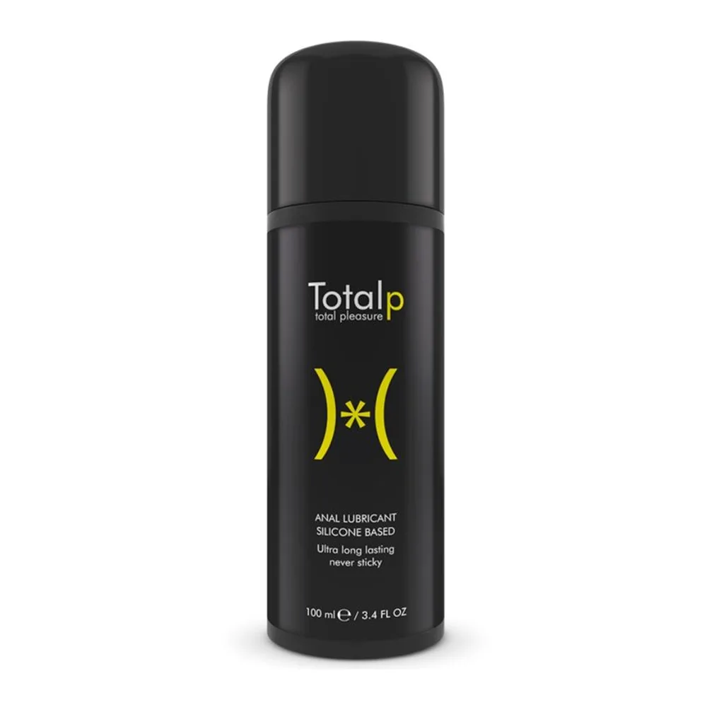 Flacon noir de lubrifiant Total-P de 100 ml, avec étiquette noire et détails jaunes, bouchon à visser rond