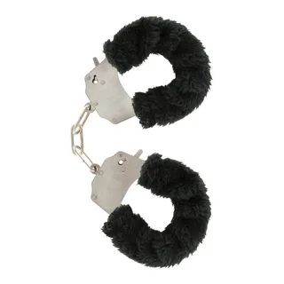 Menottes Furry Fun noir Toyjoy - vue de profil