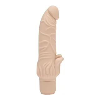 Vibromasseur silicone noir réaliste avec stimulateur clitoridien, coloris Naturel, autre vue 3