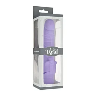 Vibromasseur silicone noir réaliste avec stimulateur clitoridien, coloris Violet, autre vue 2