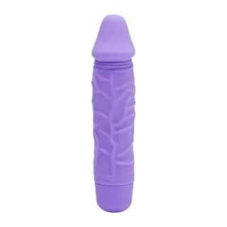 Vibromasseur silicone gris réaliste, alimentation pile AA, coloris Violet, autre vue 2