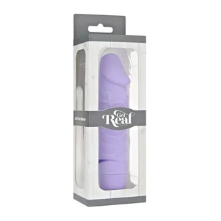 Vibromasseur silicone gris réaliste, alimentation pile AA, coloris Violet, autre vue 3