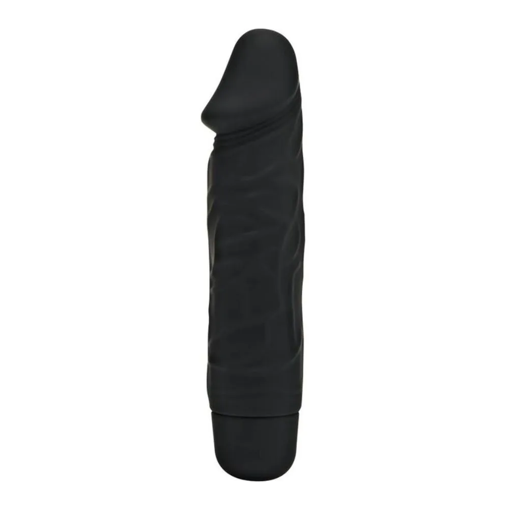 Boîte de vibromasseur réaliste en silicone gris, emballage blanc et gris avec fenêtre transparente et bandeau Get Real, poignée de suspension, sur fond blanc