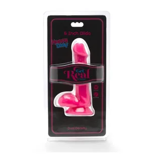 Gode Happy Dicks Balles Get Real - vue de profil - Rose