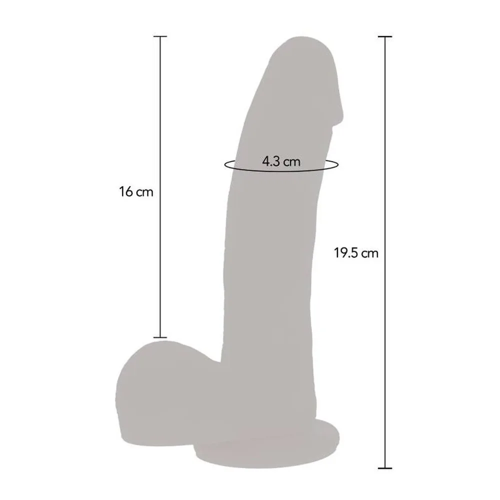 Gode réaliste en silicone beige clair, forme anatomique avec base carrée, sur fond blanc