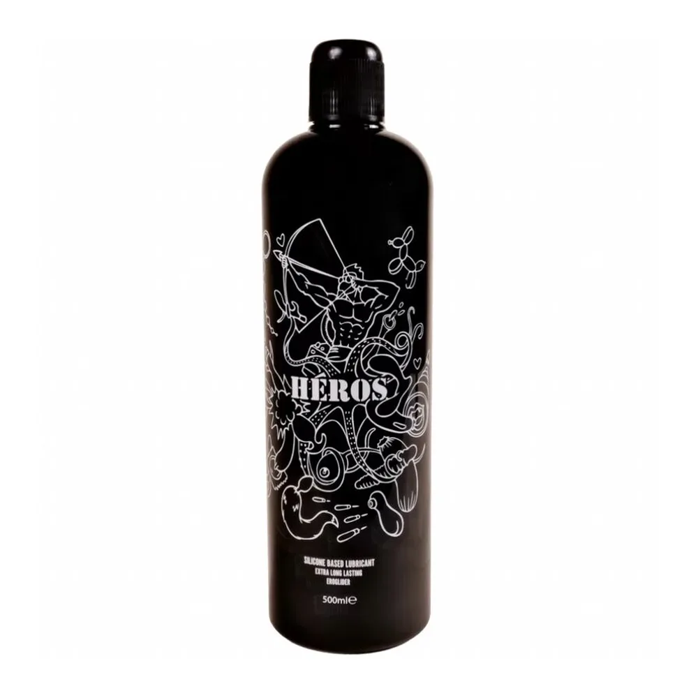 Bouteille de lubrifiant silicone noire de 500 ml avec bouchon à vis cannelé, sur fond blanc
