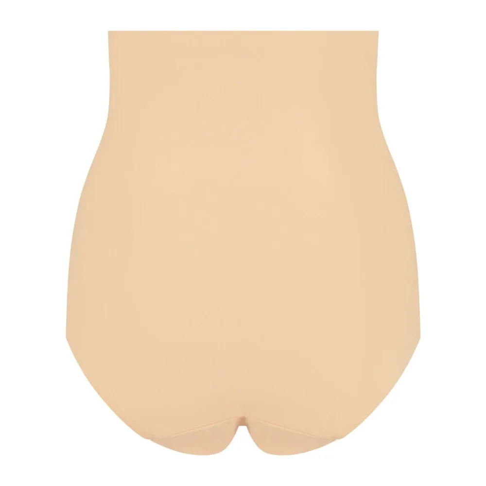 Culotte noire sans couture taille haute vue de dos, coupe gainante avec gousset, silhouette épurée sur fond blanc