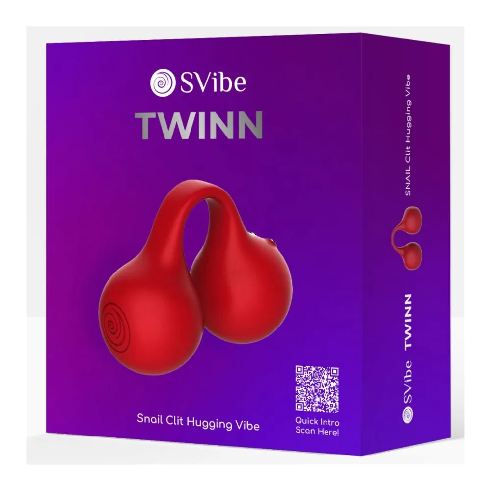 Vibromasseur en silicone rouge en forme de larme avec anse, deux moteurs distincts, bouton de contrôle et points de contact métalliques visibles, fond blanc