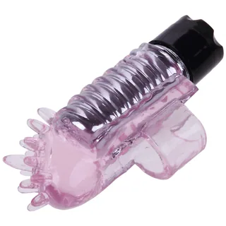 Vibromasseur doigt silicone rose à piles, autre vue 4