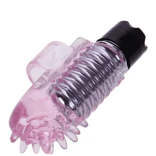 Vibromasseur doigt silicone rose à piles, autre vue 5