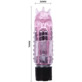 Vibromasseur doigt silicone rose à piles, autre vue 6