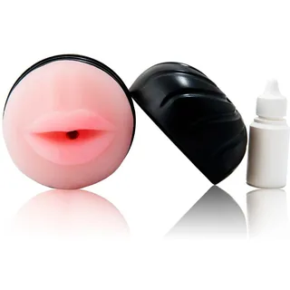 Masturbateur silicone rose bouche, corps noir, autre vue 3