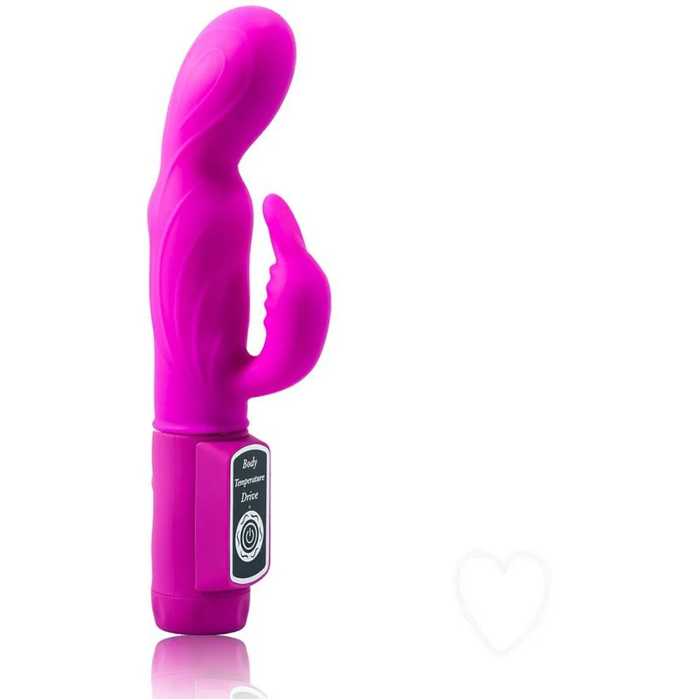 Vibromasseur rabbit fuchsia en silicone à piles, autre vue 2
