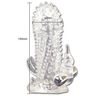 Gaine silicone transparente nervurée avec stimulateurs détachables, coloris Gris