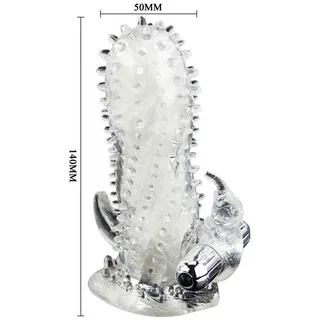 Gaine silicone transparente nervurée avec stimulateurs détachables, coloris Gris, autre vue 9