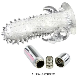 Gaine silicone transparente nervurée avec stimulateurs détachables, coloris Gris, autre vue 11