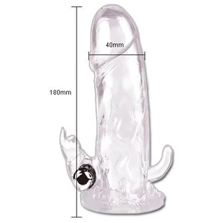 Gaine silicone transparente nervurée avec stimulateurs détachables, coloris Transparent