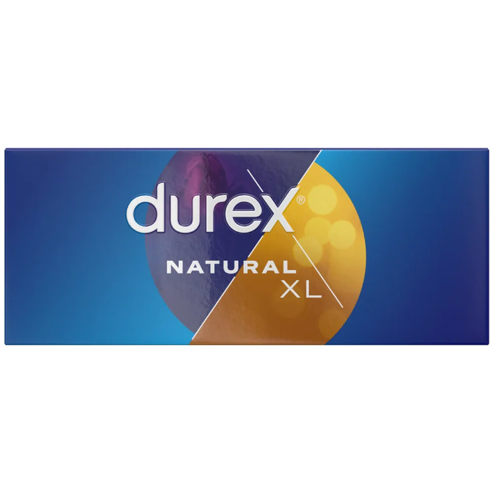 Boîte de préservatifs Durex Natural XL, emballage bleu et or avec logo marque et mention du format XL