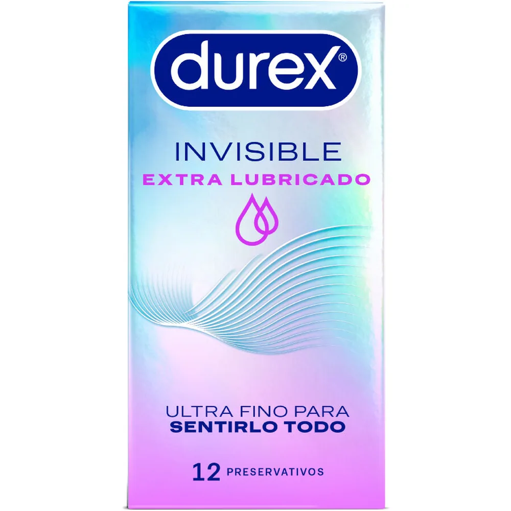 Schéma technique d'un préservatif montrant sa forme rectiligne avec réservoir, son diamètre Slim de 52 mm, sa lubrification extra et sa finesse, sur fond gris