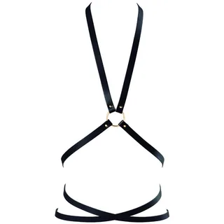 Harnais multi-voies Maze Bijoux Indiscrets noir, anneau doré et double tour de taille