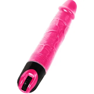 Vibrateur rose silicone texturé, poignée noire, autre vue 3