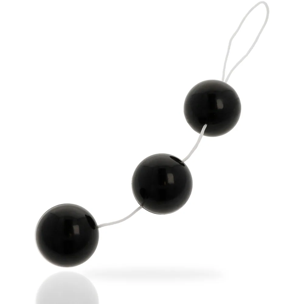Boules anales noires rigides 3,8 cm sur cordon, autre vue 3