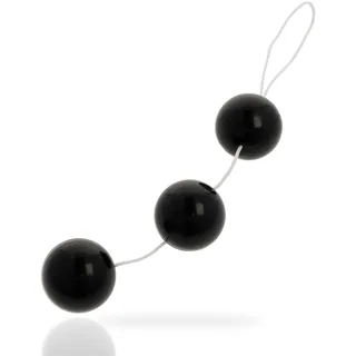 Boules anales noires rigides 3,8 cm sur cordon, autre vue 3