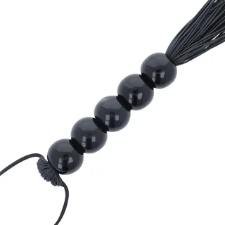 Fouet bondage noir, filaments fins, perles côtelées, autre vue 3