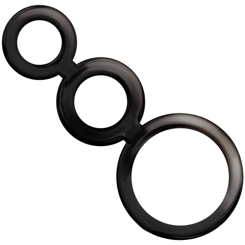 Ensemble 3 anneaux péniens silicone fumé, coloris Noir, autre vue 5