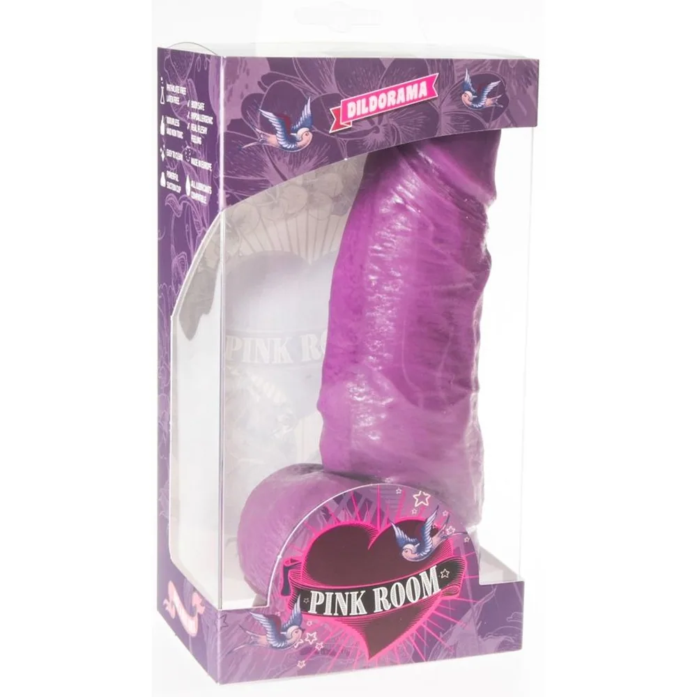 Emballage du gode réaliste Dayan de Pilorama, boîte en carton blanc et mauve avec fenêtre transparente montrant le produit en latex beige clair à l'intérieur