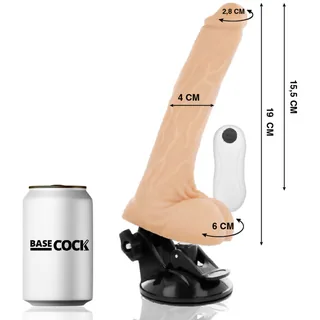 Vibromasseur réaliste silicone beige, base ventouse, télécommandé, autre vue 2