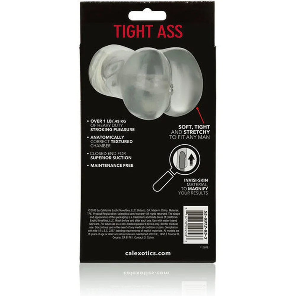 Masturbateur anal en TPE translucide blanc, forme cylindrique avec entrée moulée et fond fermé, présenté sur fond blanc