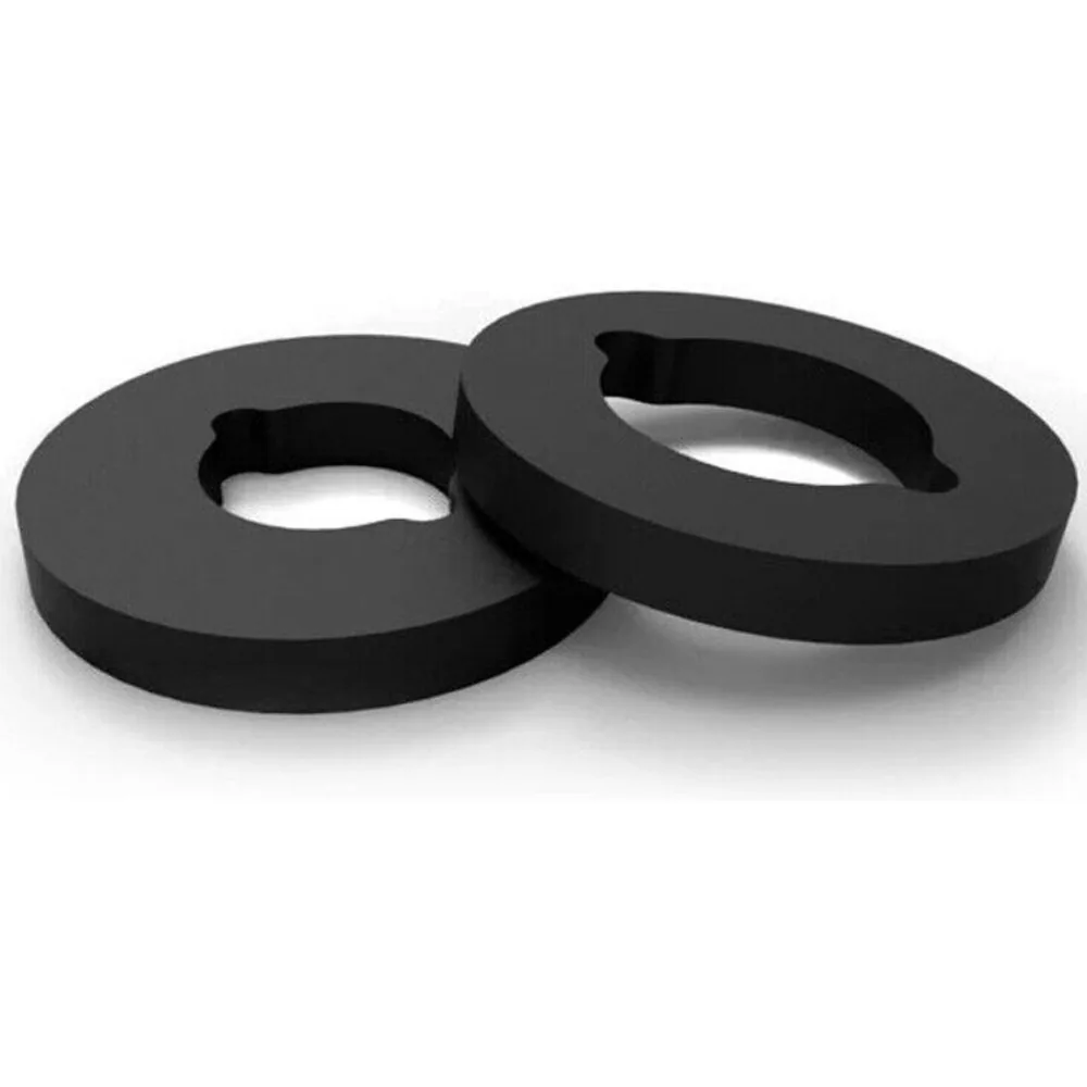 Emballage Bathmate Cushion Rings montrant deux anneaux de protection noirs et orange en silicone souple, conçus pour s'adapter à une pompe à pénis