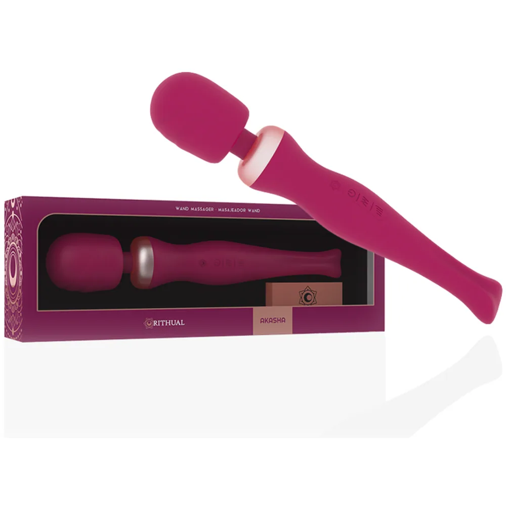Baguette rose foncé en silicone avec tête sphérique arrondie, manche allongé effilé et anneau de couleur claire à la base, sur fond blanc