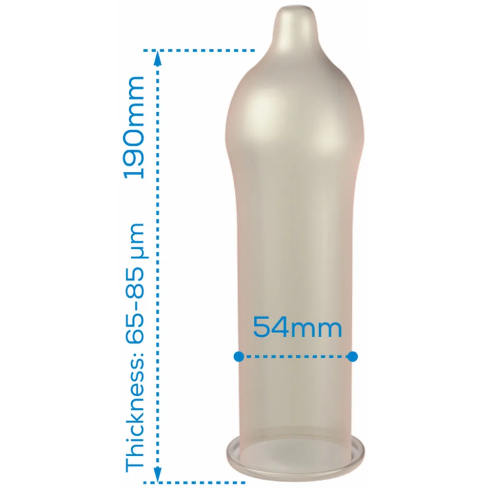 Emballage transparent de préservatifs Pasante Regular en boîte collective, filet de rangement rose foncé visible, étiquette blanche avec logo et texte anglais, marquages CE et dimensionnels