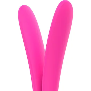 Vibromasseur silicone rose deux branches, moteur noir, autre vue 3