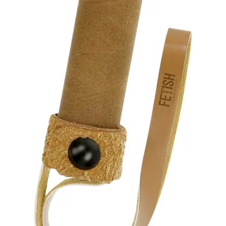 Fouet cuir végétalien camel, manche beige 28 cm, coloris Orange, autre vue 3