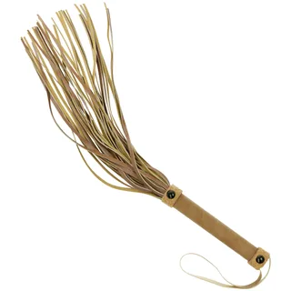Fouet cuir végétalien camel, manche beige 28 cm, coloris Orange, autre vue 6