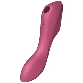 Satisfyer Curvy rouge, ouverture à air pulsé et tige point G