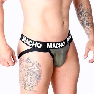 Lingerie Jock Cuir mx27gr gris beige Macho - vue de profil