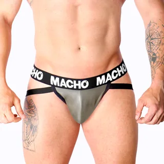 Lingerie Jock Cuir mx27gr gris beige Macho - vue de dos