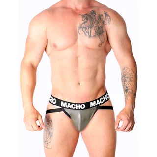 Lingerie Jock Cuir mx27gr gris beige Macho - avec sa base