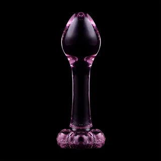 Plug anal verre transparent borosilicate, coloris Rose