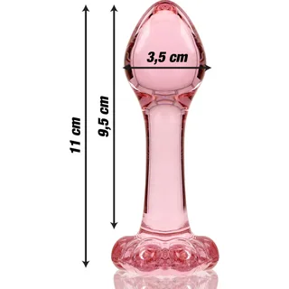 Plug anal verre transparent borosilicate, coloris Rose, autre vue 2